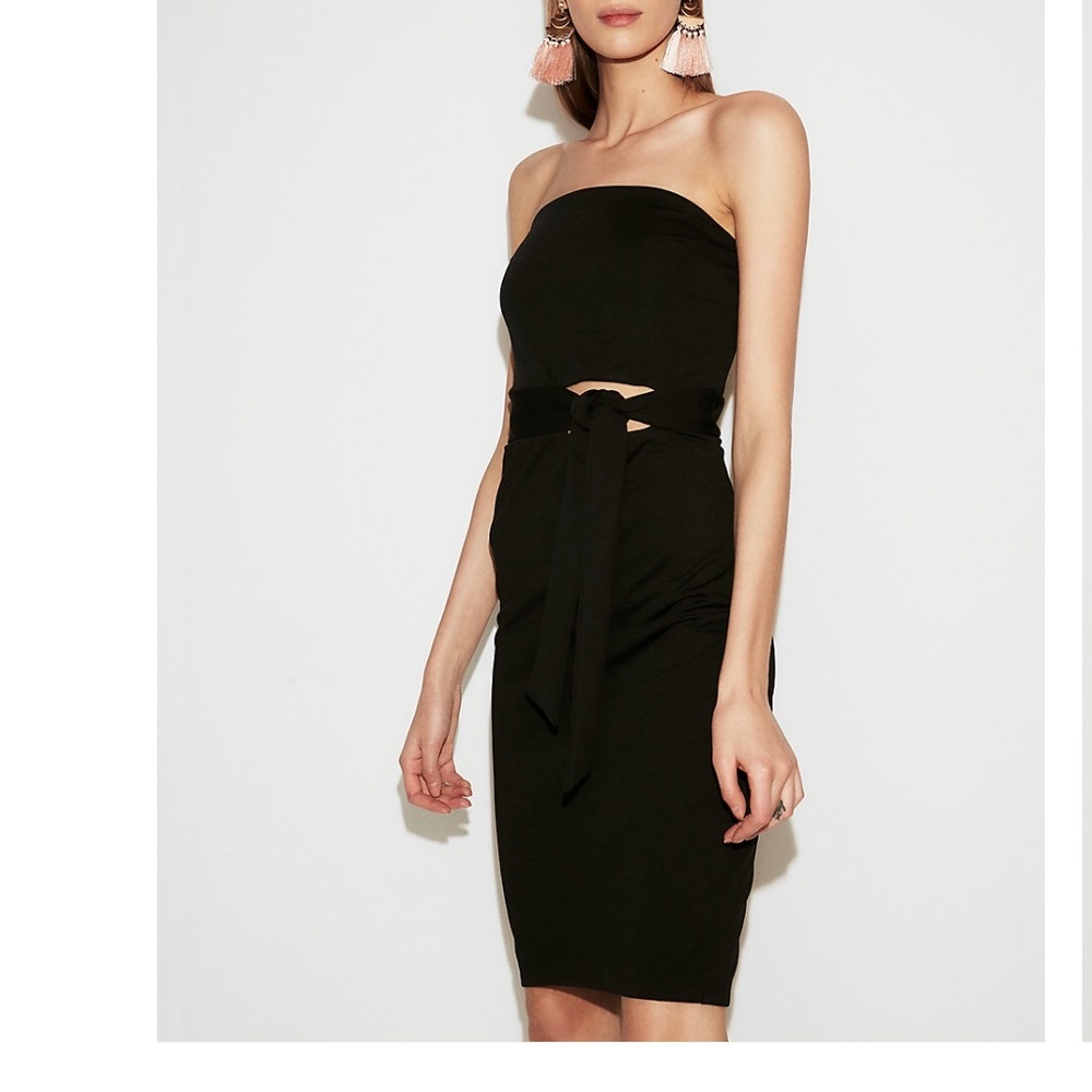 NWT Express Black Strapless Sheath Black Dress